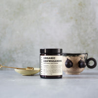 Erbology Organic Ashwagandha Powder 90g - 45 Servings - Sleep Aid - Rich in Withanolides - Sustainably Sourced Straight from Farm in India - Small Batch - Vegan - GMO-Free - Recyclable Glass Jar