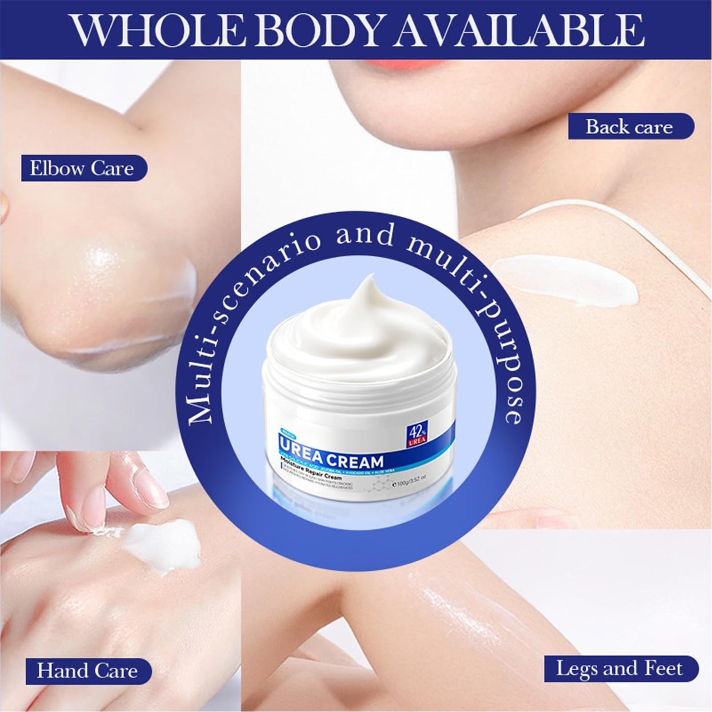 Cureluxe 42% Urea Cream with 2% Salicylic Acid - Foot Moisturiser for Dry,Rough,Cracked Heels - Gentle Exfoliation Urea Foot Cream - Urea Cream 42 Percent for Feet - Multi-Purpose Cracked Heel Repair Cream