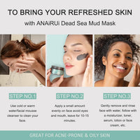 ANAI RUI ANAiRUi Dead Sea Tea Tree Mud Mask, Clay Mask Skincare with Activated Charcoal & Tea Tree Oil for Women and Men, 120g