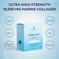 Rejuvenated Limited Rejuvenated Collagen Shots - Hydrolysed 10,000 mg Marine Collagen Drink with Antioxidants, Vitamins & Hyaluronic Acid (24 Sachets)