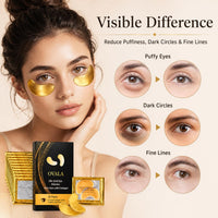 OVALA 21 Pairs Gold Eye Mask Collagen Eye Gel Pads Under Eye Mask for Puffiness and Dark Circle Under Eye Patches for Women and Men, 24k Gold (21 Pairs Boxed)