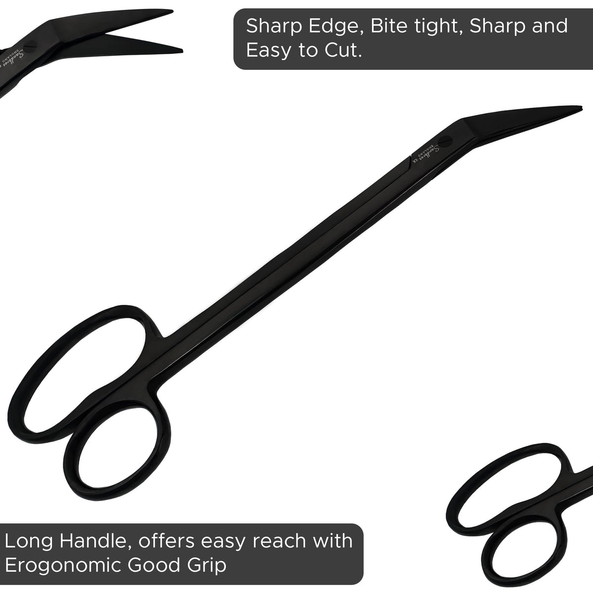 Sandbros Toenail Scissors Extra Long, 19 cm, Stainless Steel with Micro Teeth (Black..)