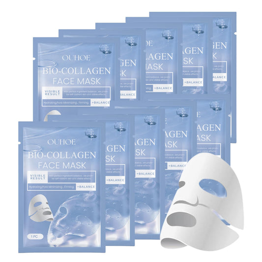 ISBEAUSOLS 10pcs Collagen Face Mask Set - Bio Collage Face Masks Beauty - Bio_dance Collagen Mask Overnight - Anti Aging Hydrating Face Mask Sheet Mask Set - Nourish Deep Real Collagen Mask