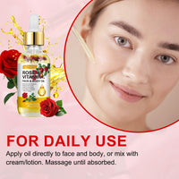 IWKDIJ Rose Oil with Vitamin E & Body Gua Sha Massage Tool -60ML Body Massage Oil for Face Neck Eye, Muscle Pain