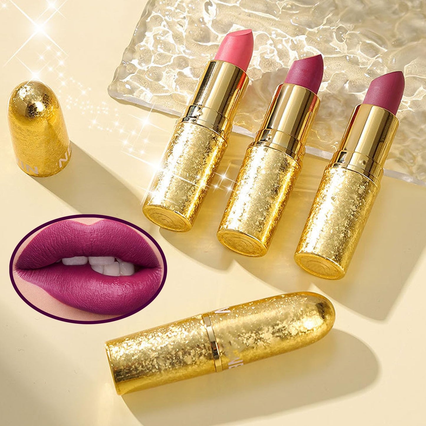 LYNTYAOU Purple Matte Lipstick, Dark Red Lip Stick for Women, Hot Color Lipgloss Smooth Full-Coverage Moisturizing, Waterproof Non-sticky Lips Tinted, Lip Balm Long Lasting Gift for Lady