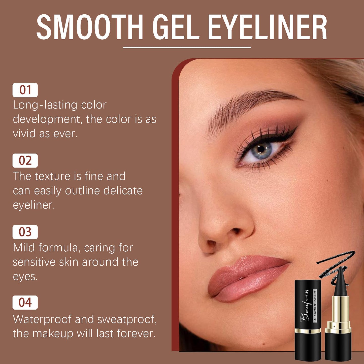 EONFAVE Black Eyeliner - Matte Black Eyeliner Pen Gel - Eyeliner Pencil Long Lasting - Quick Drying Formula Eye Liner - Waterproof Smudge-proof All Day Eyeliner Makeup