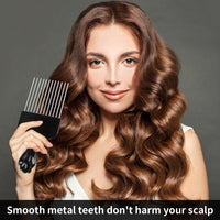 DIVINA VITAE 2 Pack Black Metal Hair Pick Afro Pick for Curly Hair Smooth Hair Pick Comb Wide Tooth Comb Professional Afro Comb for Women/Men Hair Styling Hairdressing Tool Teasing Pick Combs(Black)