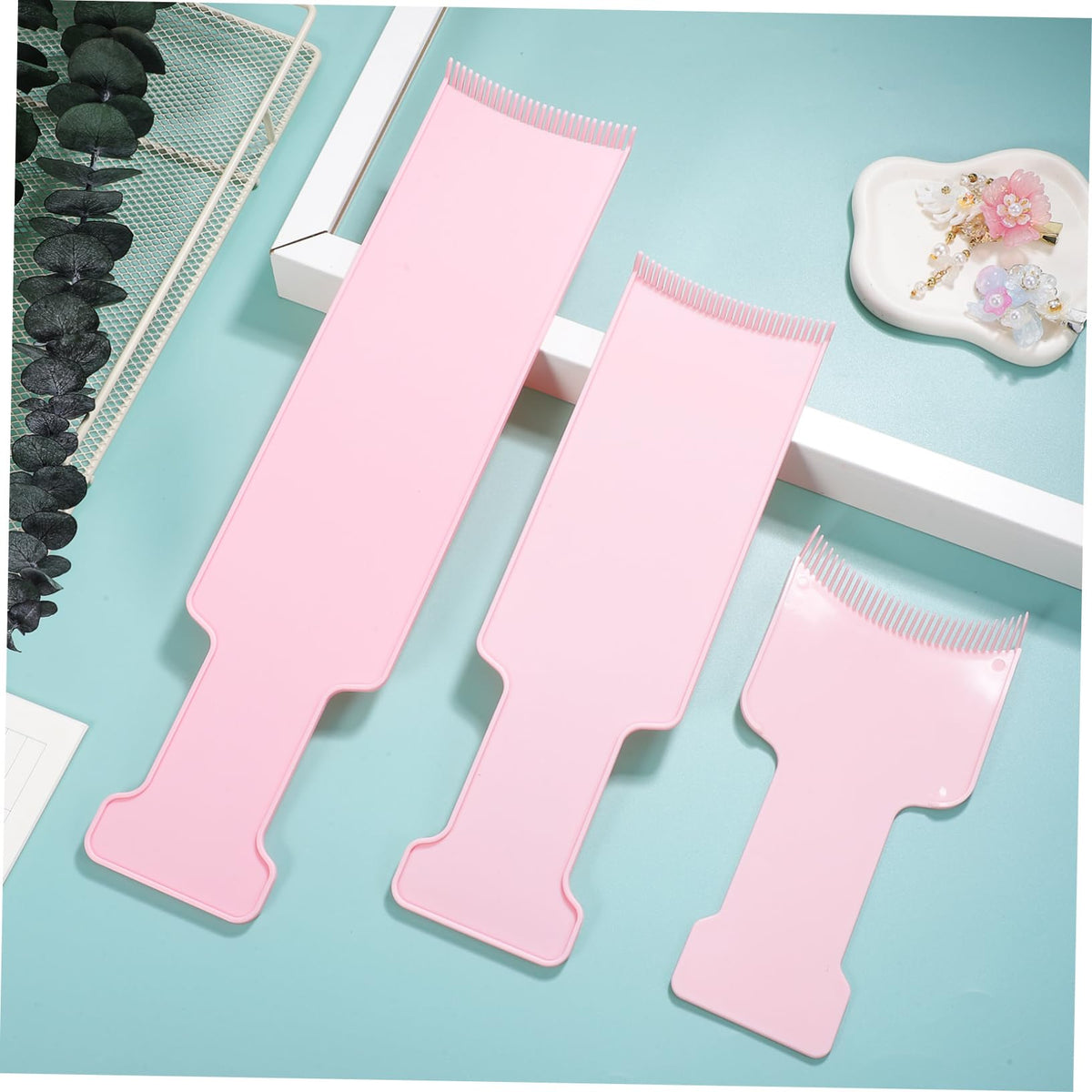 Healvian Balayage Board with Teeth Hair Colouring Tool Set for Highlighting Full Dyeing and Styling Rounded Teeth Perm Board 3 Pieces 13.98 X 3.31 X 0.08 in