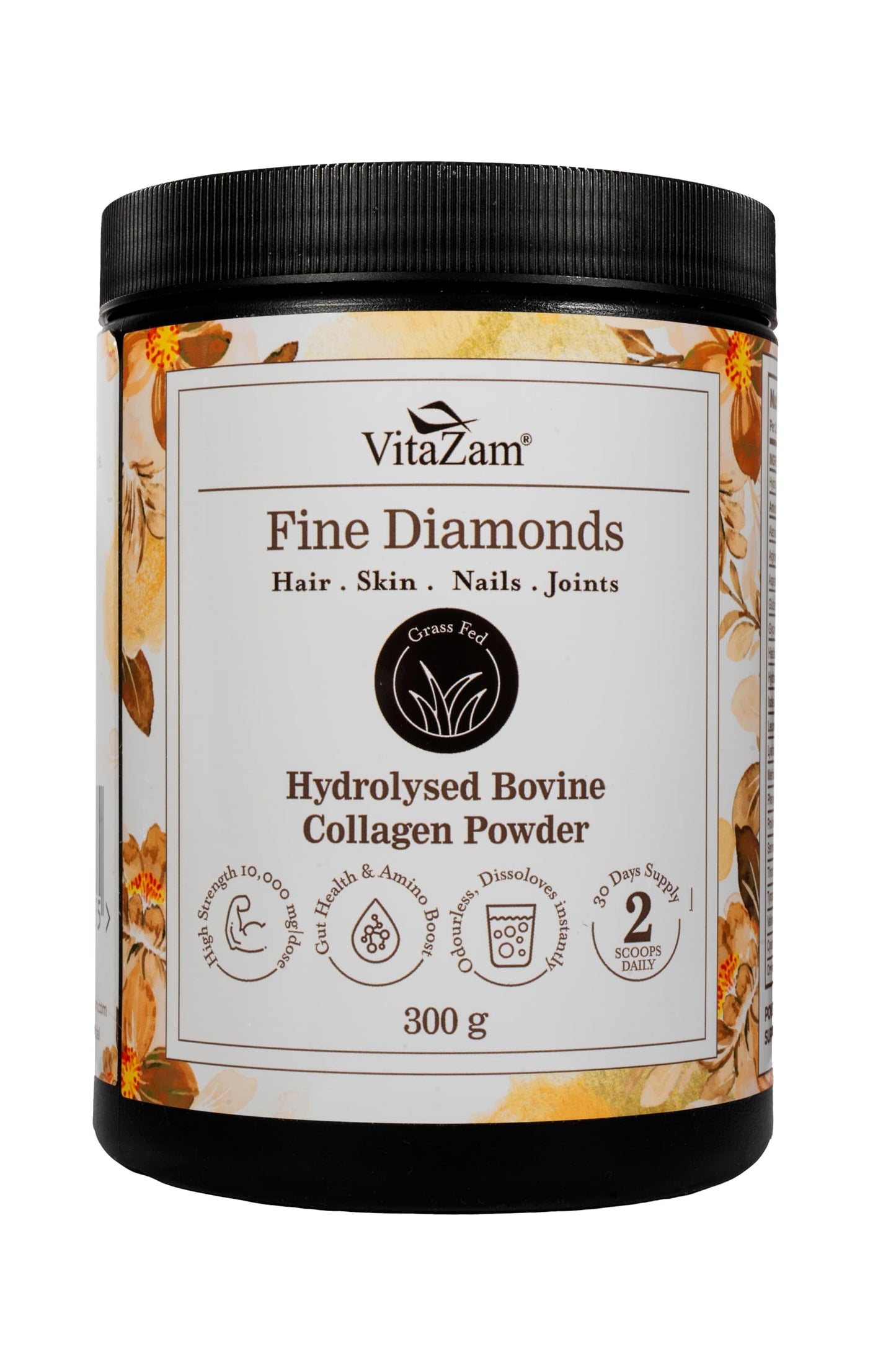 VitaZam Vitazam Fine Diamond Bovine Collagen Powder - Hydrolyzed Type 1 & 3 Collagen Powder Protein Supplement for Healthy Skin, Nails, Bones & Joints - Easy Mixing Vital Nutrients & Proteins
