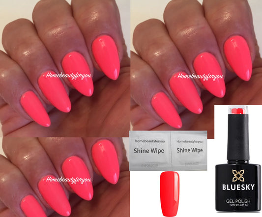 BLUESKY BRIGHT CORAL PINK SUMMER A74 NAIL GEL POLISH LED UV SOAK OFF (Requires Drying Under UV LED Lamp) …
