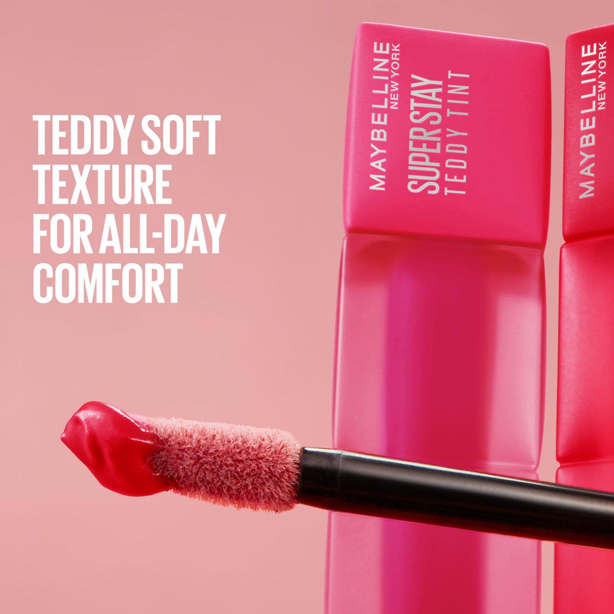 Maybelline New York Super Stay Teddy Tint, Up To 12 Hour Blurred Matte, Plush Comfort, Longwear, Transferproof, Vegan, 8 Buildable Lip Shades, (Shade: July Forever)