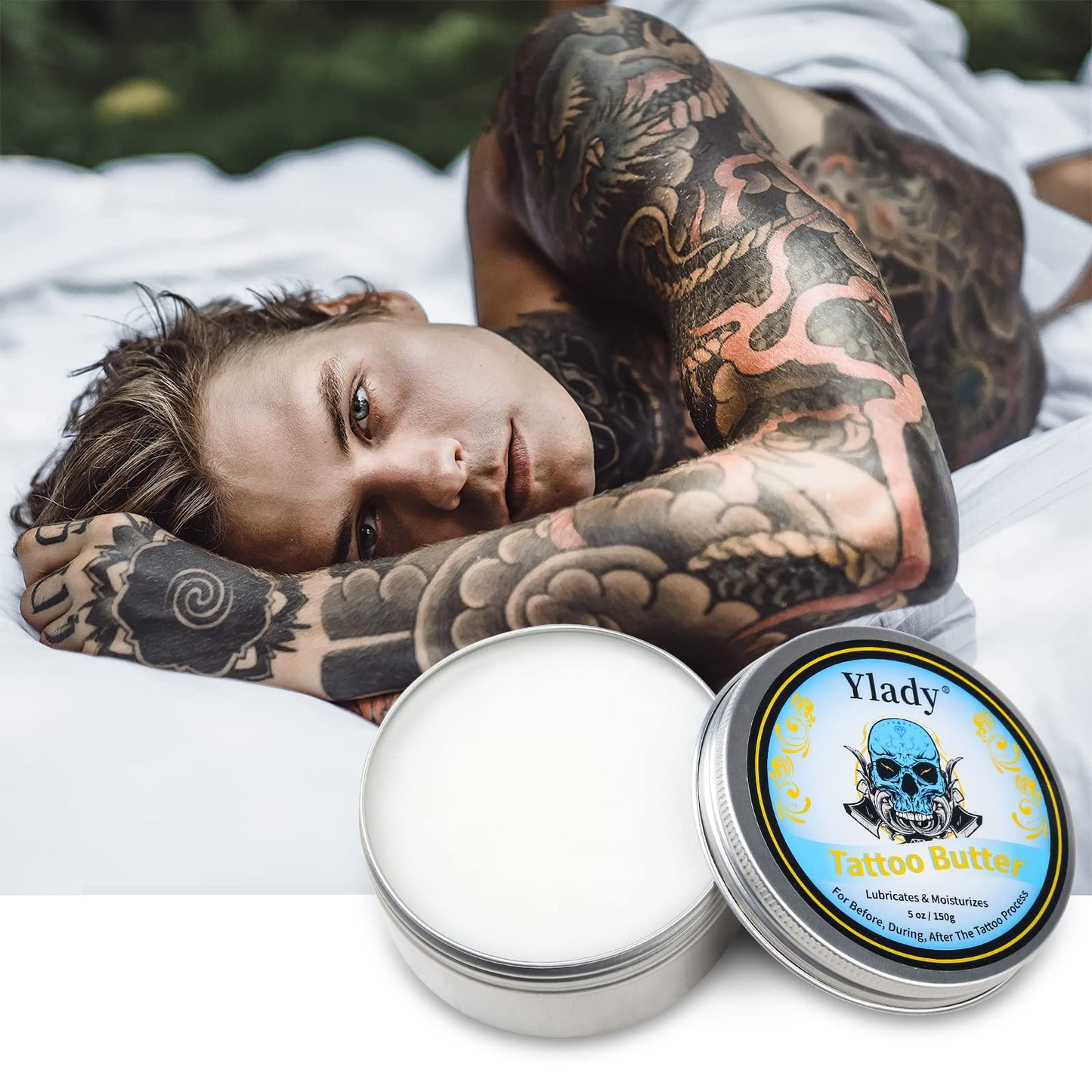 YLady Tattoo Cream 150g/5oz Tattoo Balm Brightener Tattoo Butter Cream, Tattoo Brightening Cream Tattoo Moisturiser Color Enhancer