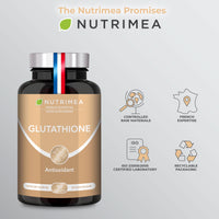 Glutathione - Reduced to 98% - Formula with Precursors Including NAC + Vitamin C - Boosts Immunity, Antioxidant, Anti-ageing, Brighter Skin - 90 Vegan Capsules - Nutrimea - Made in France