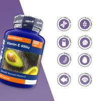 Zipvit Vitamin E Capsules 400IU, Natural D-Alpha Tocopherol, Supports Cell Protection from Oxidative Stress, 200 Capsules, Vitamin E Supplement