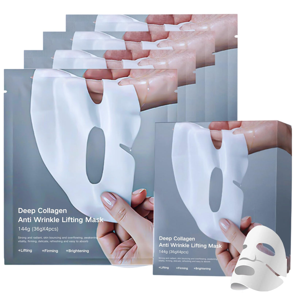 IZBEAUVO Collagen Face Mask Overnight, Bio Korean Glass Skin Mask 4PCS Skincare Collagen Gel Mask, Deep Hydrating collagen Overnight mask, Bio Hydrogel Jelly Gel Elasticity, Glows, Firms Skin