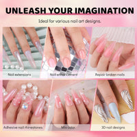 Aokitec HEMA Free Nude Pink Poly Nail Gel - 60g Poly Gel for Natural-Looking Nail Extension & Strengthen 3D Molding French Manicure Builder Overlays Gel Nail Art Home DIY Salon Use