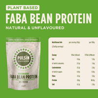 Pulsin - Natural Unflavoured Vegan Faba Bean Protein Powder - 250g - 8.8g Protein, 0.2g Carbs, 42 Kcal Per Serving - Gluten Free, Plant Based, Palm Oil Free & Dairy Free Protein