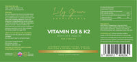 Lily Green Supplements Lily Green | Vitamin D3 4000iu & Vitamin K2 100μg (MK-7) | 90 Vegetarian Capsules - 3 Months Supply | Immune Support, Muscle Function, Bones & Teeth | No Artificial Additives | Made in UK