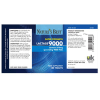 NATURE'S BEST Super Strength Lactase Tablets 9000 FCC Enzyme Units | Max Strength Digestive Enzyme | 60/180 Tablets | Helps Digest Lactose in Milk & Dairy | Support for Lactose Intolerance | UK Made (180 Tablets)