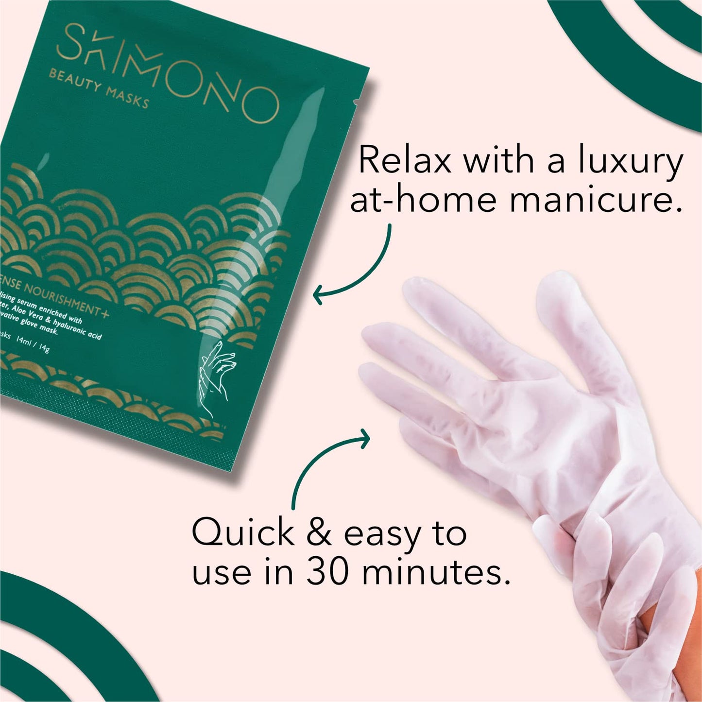Hydrating Hand Mask Gloves – Pamper Gift Shea Butter and Aloe Infused Moisturising Gloves for Dry Hands, Skincare Treatment with Collagen, Hyaluronic Acid - Luxury Home Spa by SKIMONO (4 Pairs)