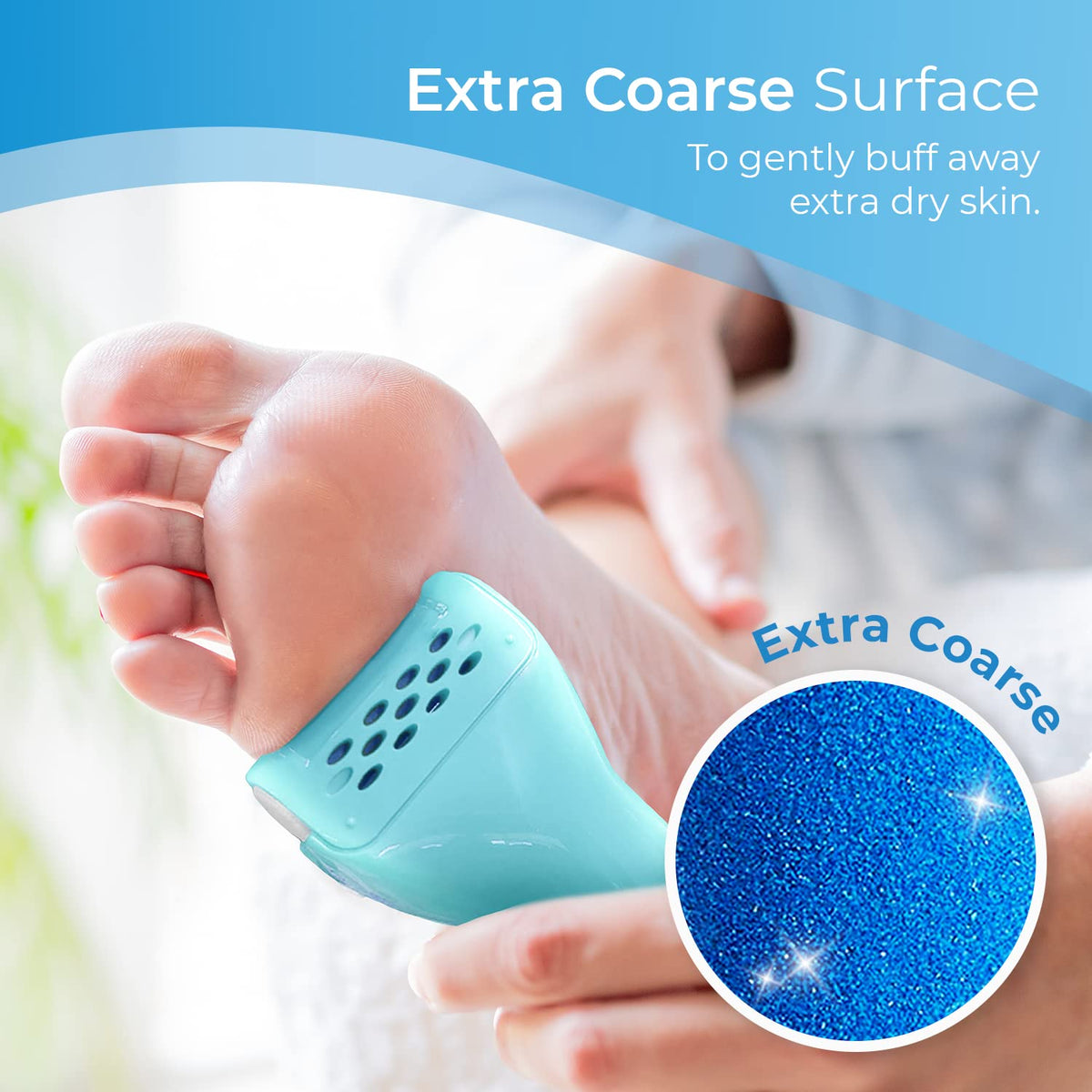 My Rollers 4 x Extra Coarse Blue Replacement Rollers Compatible with Emjoi Micro Pedi - Electric Foot File Roller Heads for Rough, Dry and Callused Feet