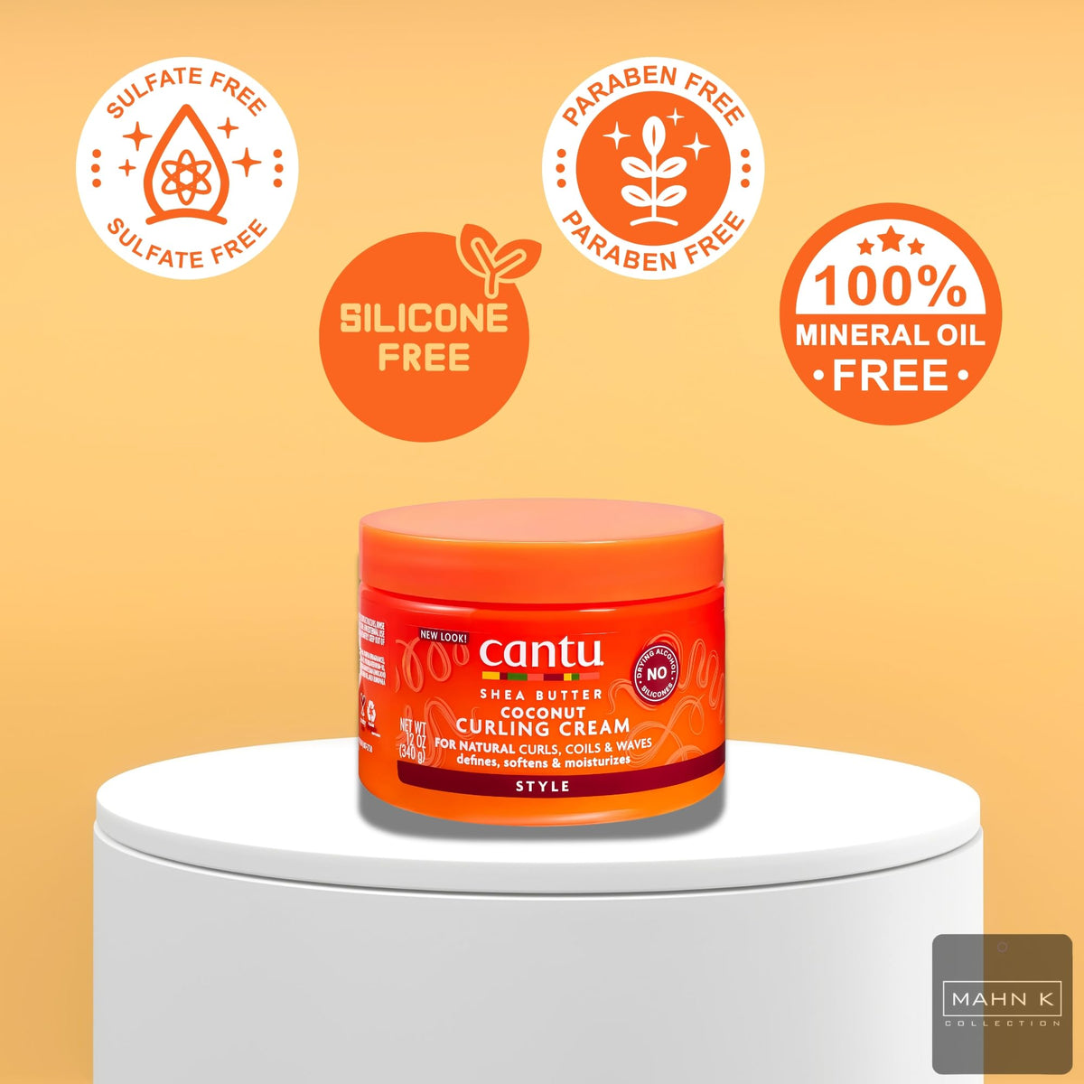 Curling Cream & Mahn K Collection Wide-Tooth Comb – Best Defining Cantu Curl Cream for Wavy Hair, Moisturizing Curly Hair Cream – Hair Cream for Men & Women, Afro Hair Products