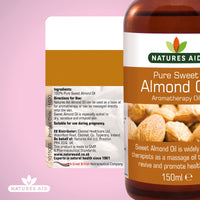 Natures Aid Sweet Almond Oil 150ml – 100% Pure Massage Aromatherapy Oil for Dry Sensitive or Irritated Skin – Vegan, Non-GMO, Gluten-Free – Hydrates, Soothes, Nourishes – Natural Skincare – Pack of 1