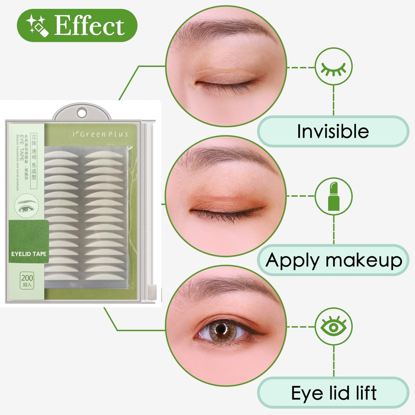 Natural Invisible Single Side Eyelid Tape Stickers(320Pcs,Szie 4MM） Medical-use Fiber Eyelid Correction Strip, Instant Eye Lift Without Surgery, Perfect for Droopy,Hooded, Uneven Mono-Eyelids