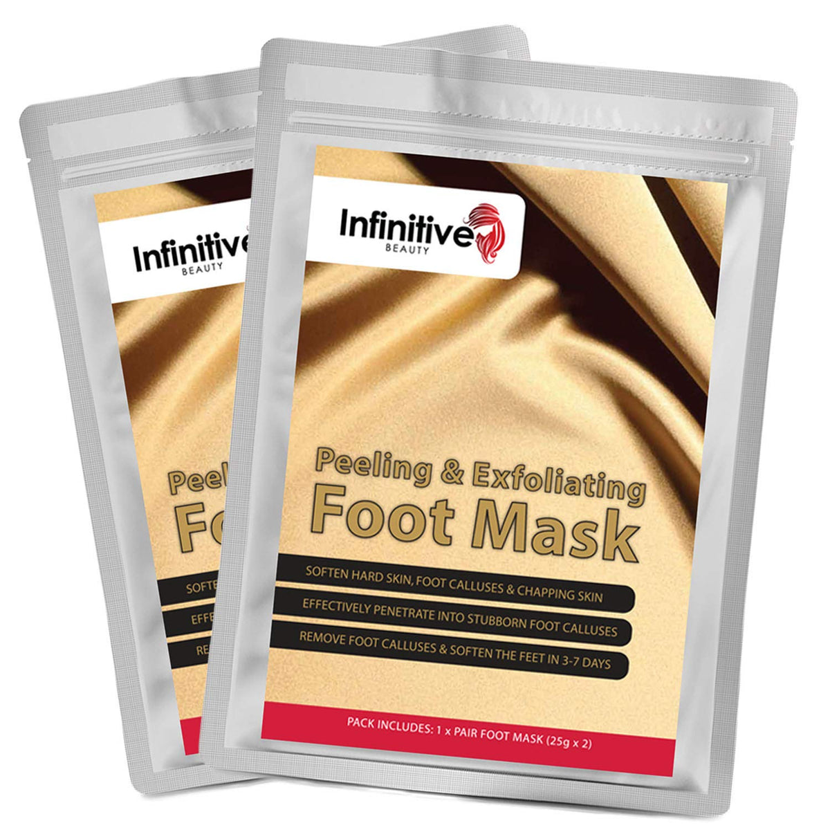 Infinitive Beauty 2 Pairs Foot Peeling Foot Mask - Exfoliating Socks and Moisturising Set for Peeling Off Calluses & Dead Skin