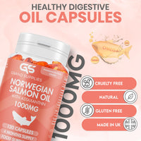 Norwegian Salmon Oil with Astaxanthin 1000mg - 4 Months / 120 Days Supply - Omega 3 6 9 Capsules High Strength - Rich in EPA, DHA & DPA, Burpless Taste