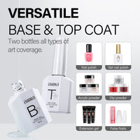 AILLSA Gel Nail Polish, 2 x 15 ML Base and Top Coat, UV/LED Soak Off, No Wipe Top Coat for DIY Nail Art at Home