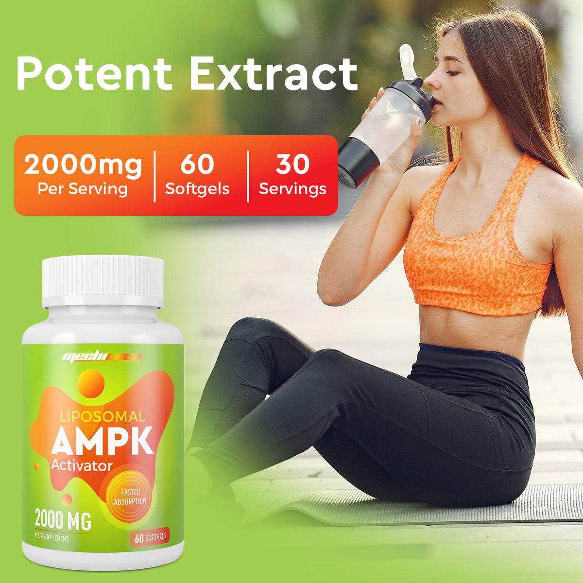 Mechicoco Liposomal AMPK Activator Capsules 2000 mg(2 Package),6-in-1 Formula with Quercetin Dihydrate, Resveratrol and Cinnamon Bark, for Antioxidant Support and Cellular Regulation, NO Soy,NO Gluten