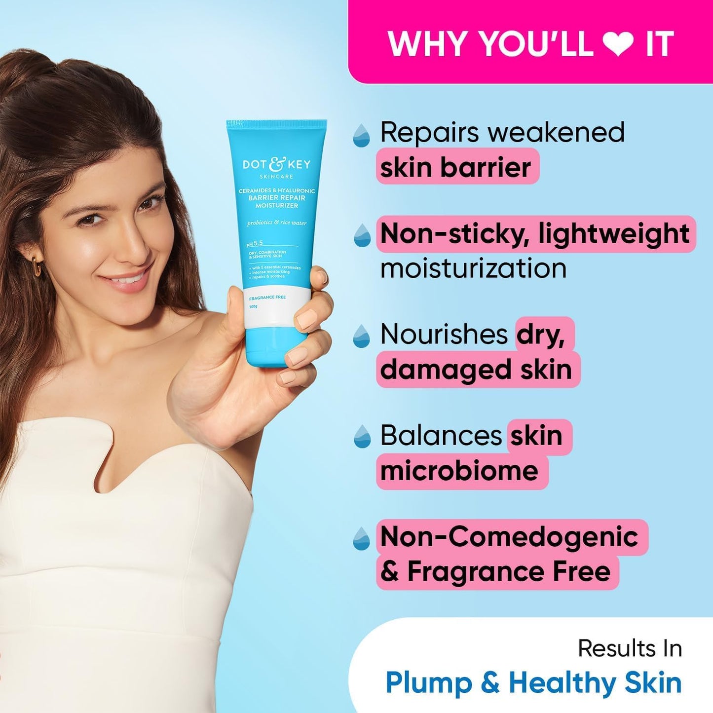 Dot & Key DOT & KEY Barrier Repair + Hydrating Gentle Face Wash With Probiotic Ceremide Face Wash Face Wash For Dry Skin,Normal Skin&Sensitive Skin Gently Cleanses Skin From Dirt & Oil For Unisex 100g