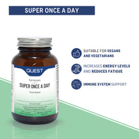 Quest Super Once A Day Multivitamin & Minerals 30x Tablets. 17 Vitamins & 12 Minerals with Vitamin A, B, C, D, Iron & Zinc for Men & Women. for Optimal Health, Reduces Fatigue & Immunity. (1 Pack)