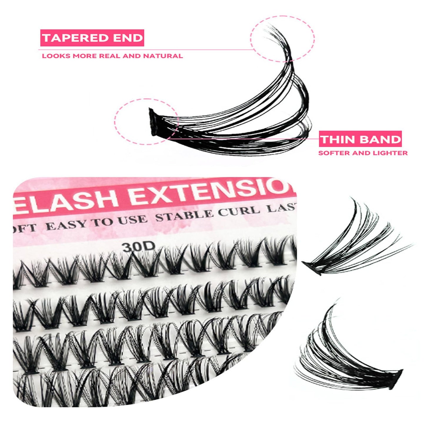 OlymGrow 590-Piece DIY Eyelash Cluster Kit – Fluffy Russian Lashes in 30-100 D Mix (8-16 mm). Includes Curly, Durable Extensions for Girls & Women – Perfect for Natural or Dramatic Looks