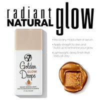 W7 Golden Glow Drops & Brush Duo - 2 Piece Set - Liquid Bronzing Drops & Face & Body Applicator Brush