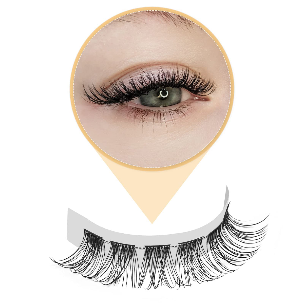 QUEWEL Individual Lashes 72 Pcs DIY Cluster Eyelashes C Curl 8mm Mega Matte Eyelashes Individual Volume False ELashes Soft & Light For Home Use(Flufy-C-8mm)