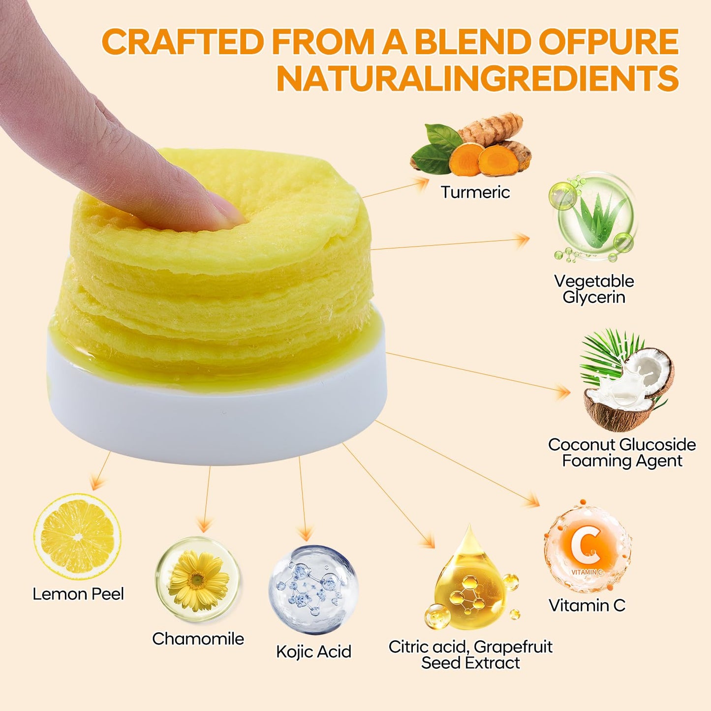 FW Stores Pack of 55 Pure Kojic Acid & Turmeric Cleansing Pads for Deep Facial Skin Cleaning, Skin Moisturizing, Improve Uneven Skin Tone and Gently Healing Acnes