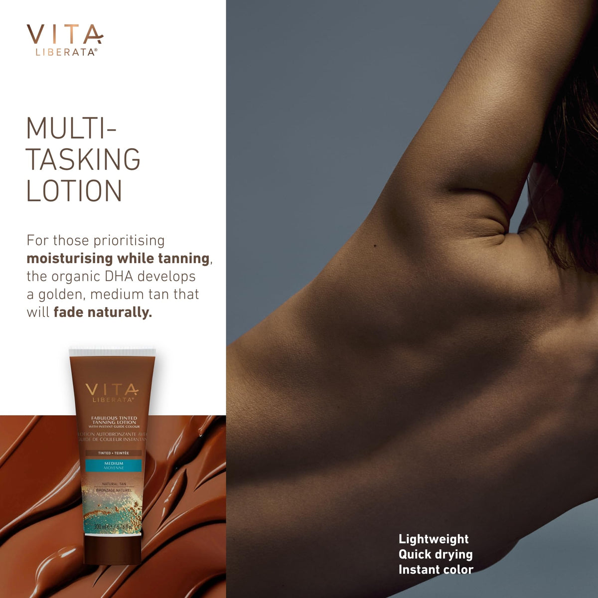 VITA LIBERATA Tinted Tan Lotion Medium 200ml & Mitt Bundle, Hydrating Tanning Lotion, Sun-Kissed Tan, Designed for Face & Body Use, Tinted, Lasting Tan, Streak Free Blend