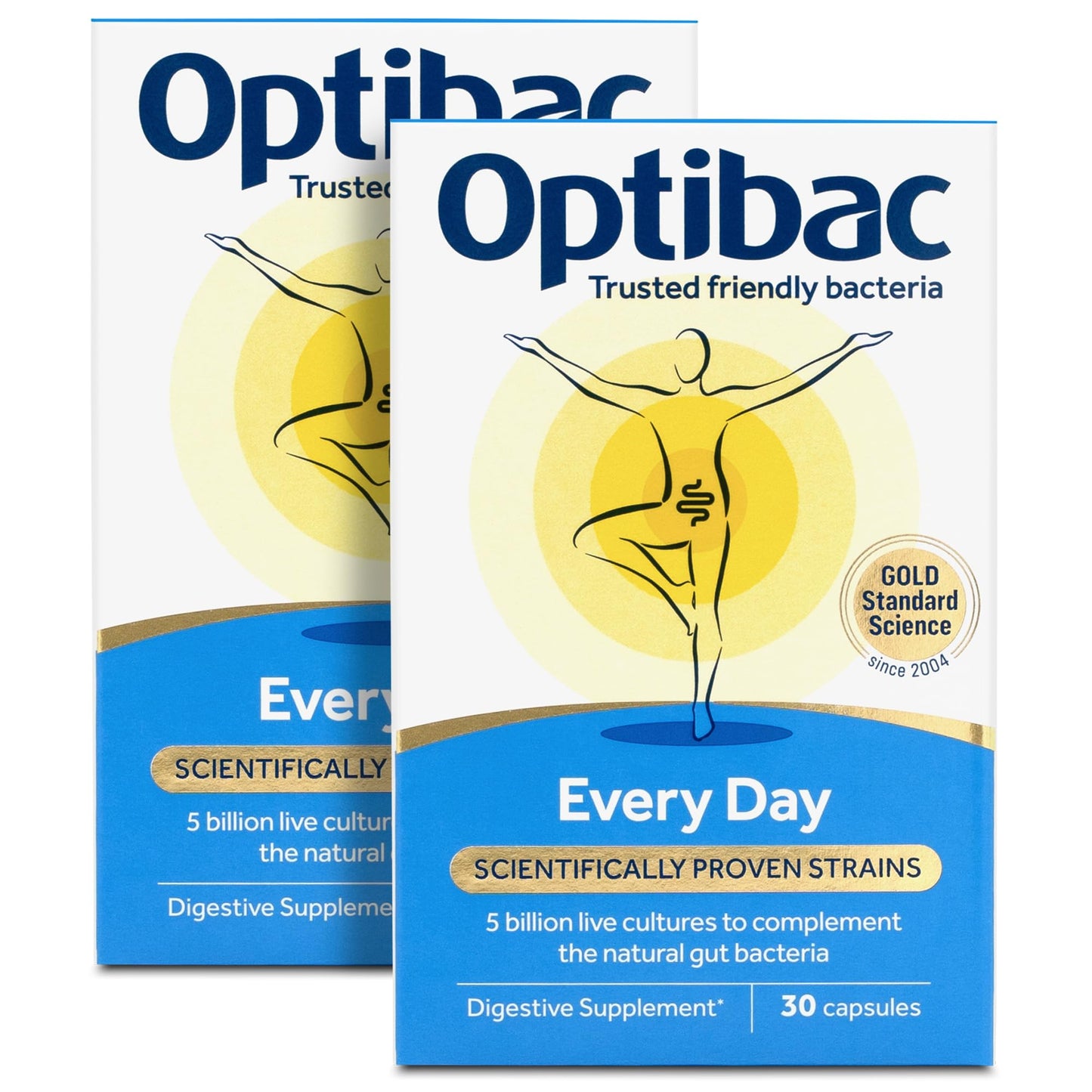 OptiBac Optibac Probiotics Every Day - Vegan Digestive Probiotic Supplement - Most Trusted & Recommended Brand - Lactobacillus & Bifidobacterium - 60 Capsules