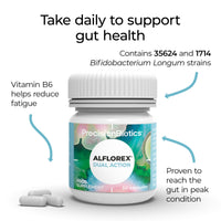 PrecisionBiotics Alflorex Dual Action 12 Week Plan - Daily Gut Health Supplement with Bifidobacterium Longum Bacteria strains 35624 and 1714 + Calcium + Vitamin B6 - Bacterial Cultures - 90 Capsules