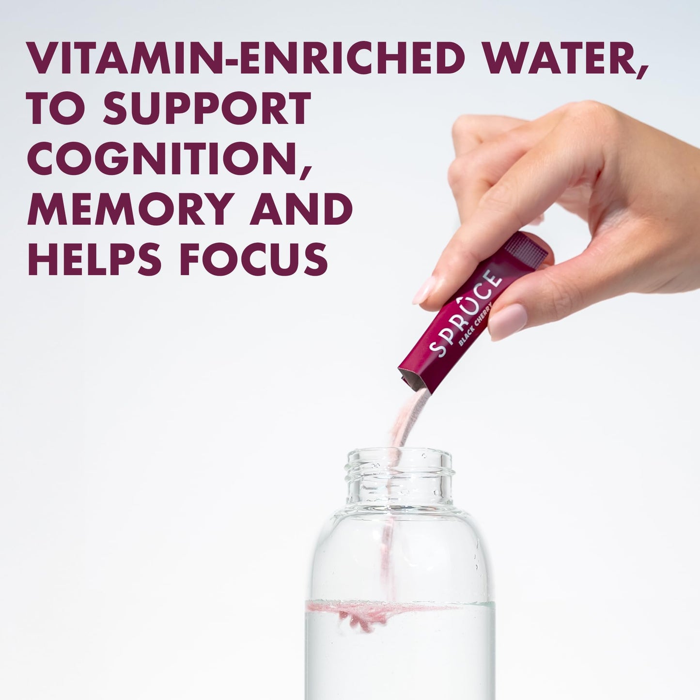 Spruce Sugar-Free, Low Calorie Water Enhancer With Ginkgo Biloba – Antioxidant – Supports Cognition, Focus & Memory, Hydration Powder With Vitamins & Minerals - Black Cherry, 12 Sachets
