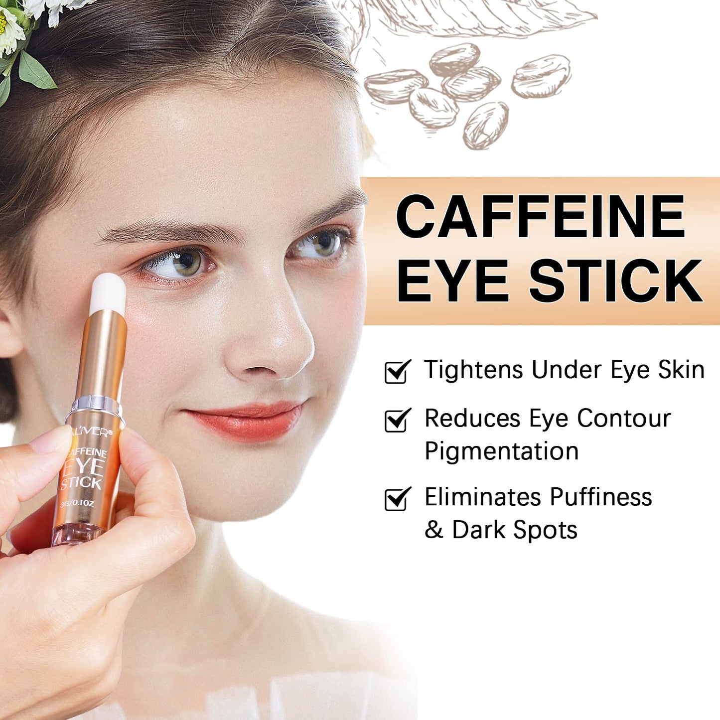 XAYGHE Caffeine Eye Stick, Caffeine Eye Cream for Dark Circle and Puffiness, 3-4 Weeks Improve Eye Bags and Fine Lines, Eye Anti Aging Treatment Smooth Skin…