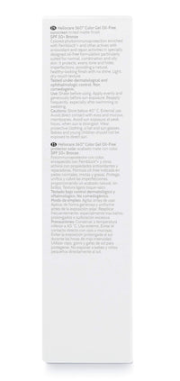 Heliocare 360 Colour Gel Oil-Free Bronze SPF50+ 50ml / Sunscreen For Face/Daily UVA UVB Visible Light Infrared-A Anti-Ageing Sun Protection/Matte Foundation Coverage