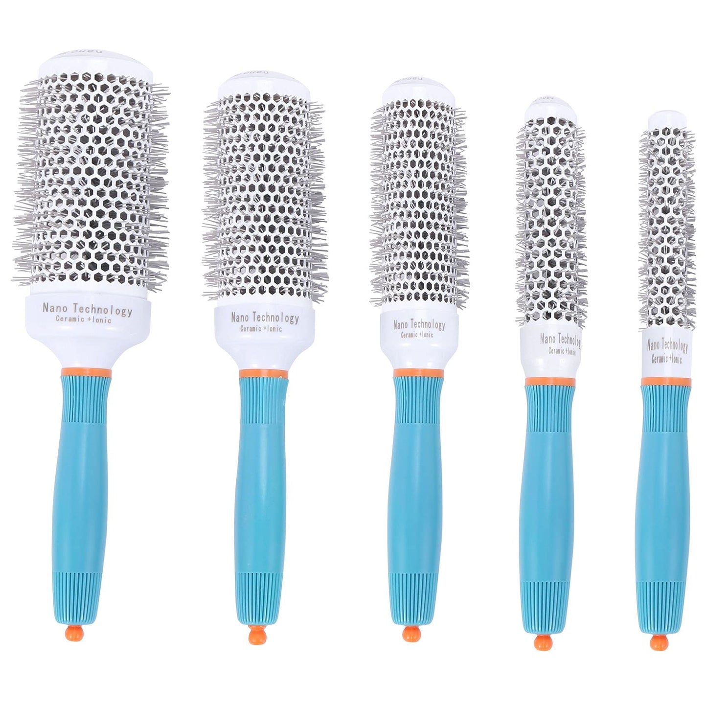 Smallterm Ceramic Ionic Round Hair Brush Barrel Hairdressing Hair Salon Styling Barrel Curling Brush Tool Set（19mm 25mm 32mm 45mm 53mm） (Blue)
