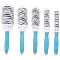 Smallterm Ceramic Ionic Round Hair Brush Barrel Hairdressing Hair Salon Styling Barrel Curling Brush Tool Set（19mm 25mm 32mm 45mm 53mm） (Blue)