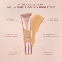 LUNA BY LISA JORDAN LUNA Silk Foundation in LIGHT Shade - Contains Hyaluronic Acid, Vitamin C & A, Aloe Vera, and Shea Butter - Brightening Dewy Foundation Makeup - Hydrating Cream Foundation for Dry Skin