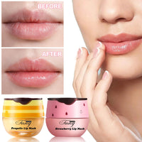 HAORQEE 2PCS Honeybalm Lip Mask Lip Balm Set, Honey Strawberry Lip Sleeping Mask Lip Care Set Lip Repair Lipbalm Lip Balms Lip Plumper, Reduce Lip Lines Moisturiser Nourishing for Dry Peeling Cracked Lips