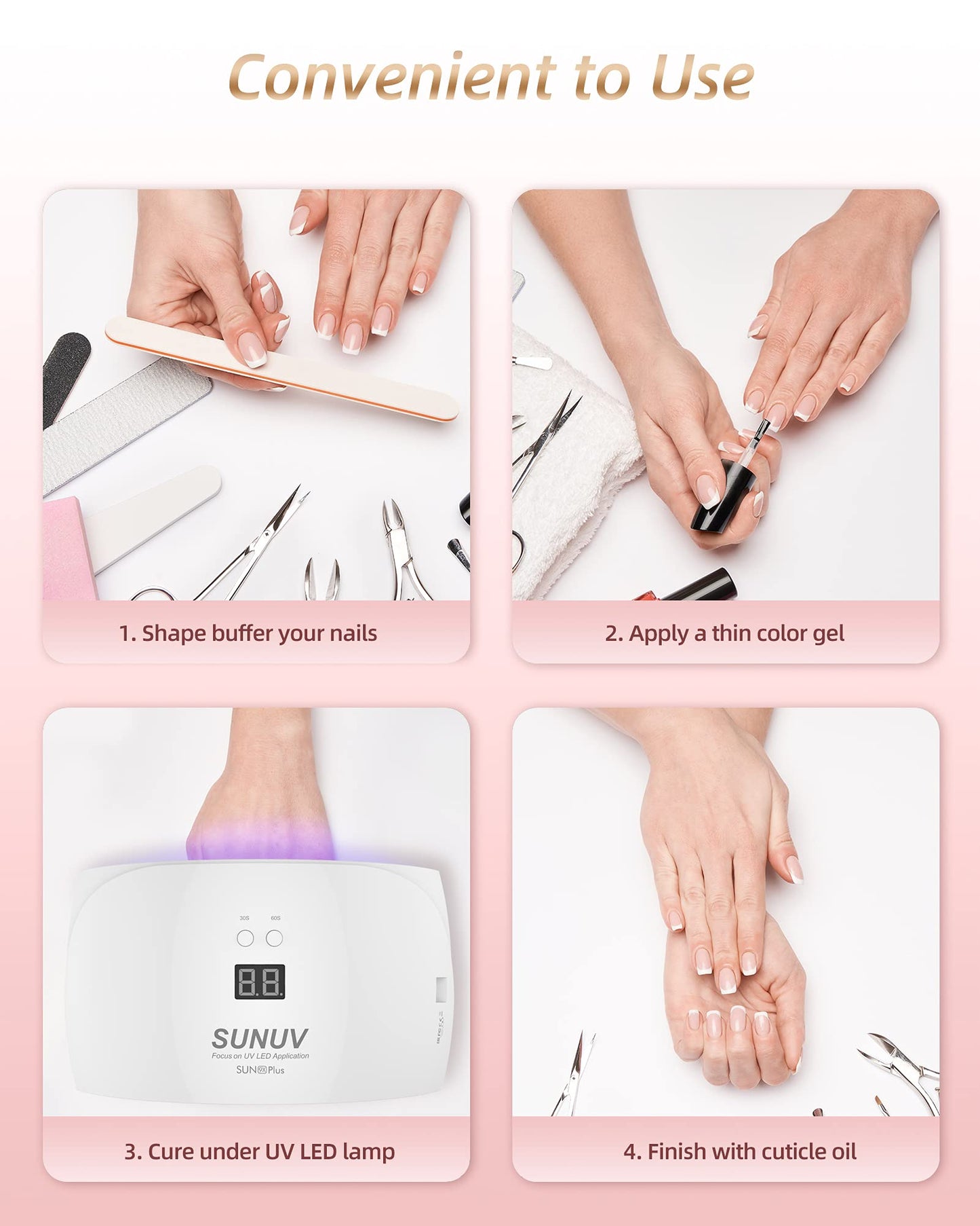 UV LED Gel Nail Lamp, SUNUV 36W UV lamps for Gel Nails Manicure Pedicure Sensor 30s/60s Timer LCD Screen