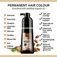 Royal Glow Hair Colour Shampoo For Men & Women | 5-Minute 200ml | Natural Ingredients | Vitamin B5 | 3-in-1 (Dark Brown)